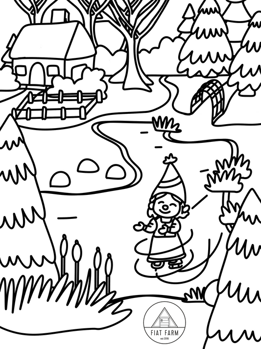 Christmas Coloring Page, Winter fun at the Farm