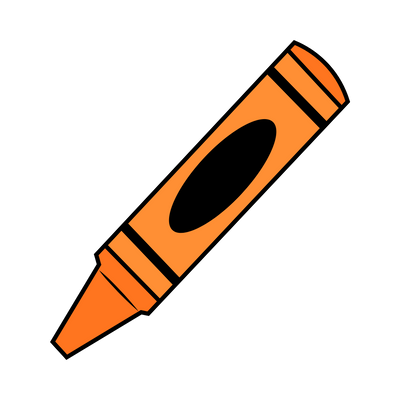 Illustration of an orange crayon on a white background