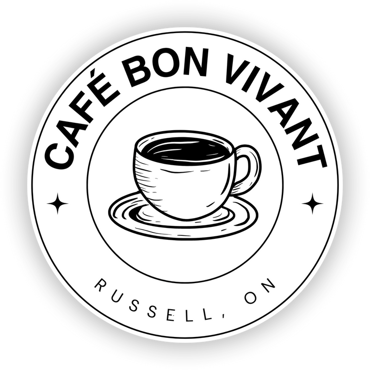 Logo of Café Bon Vivant with a cup and saucer illustration on a white background